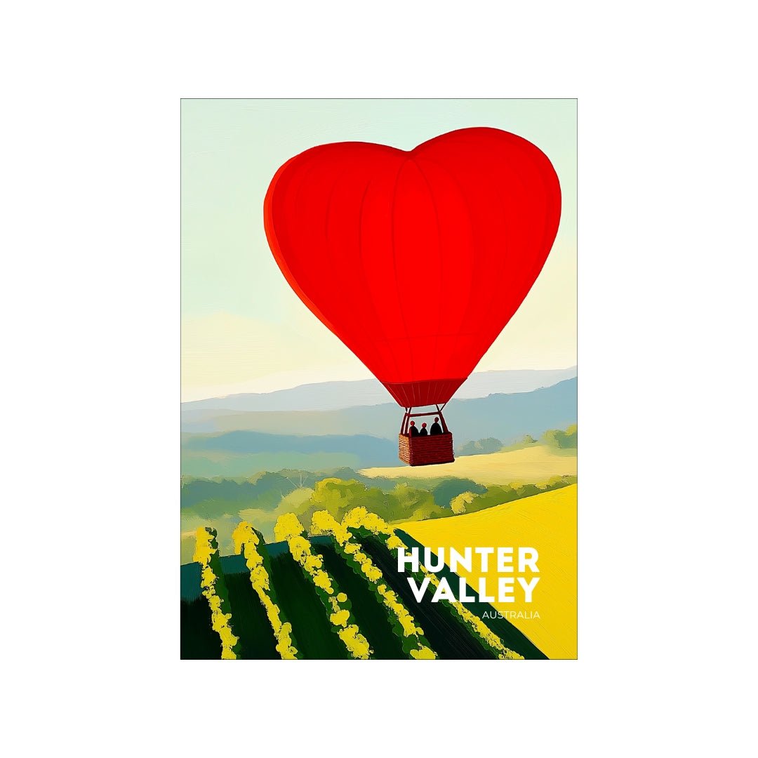 A3 Hunter Valley 'Heart Air Balloon' Poster