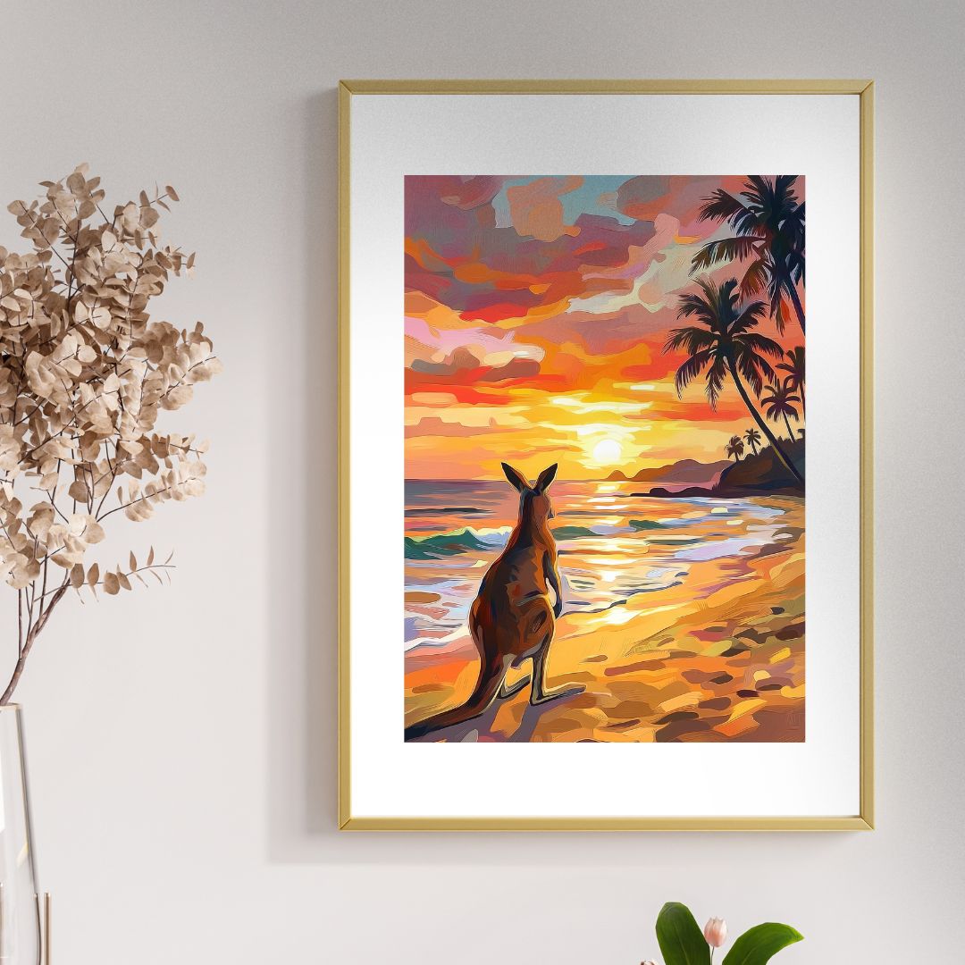 A3 Hunter Valley 'Kangaroo Beach Sunset' Poster