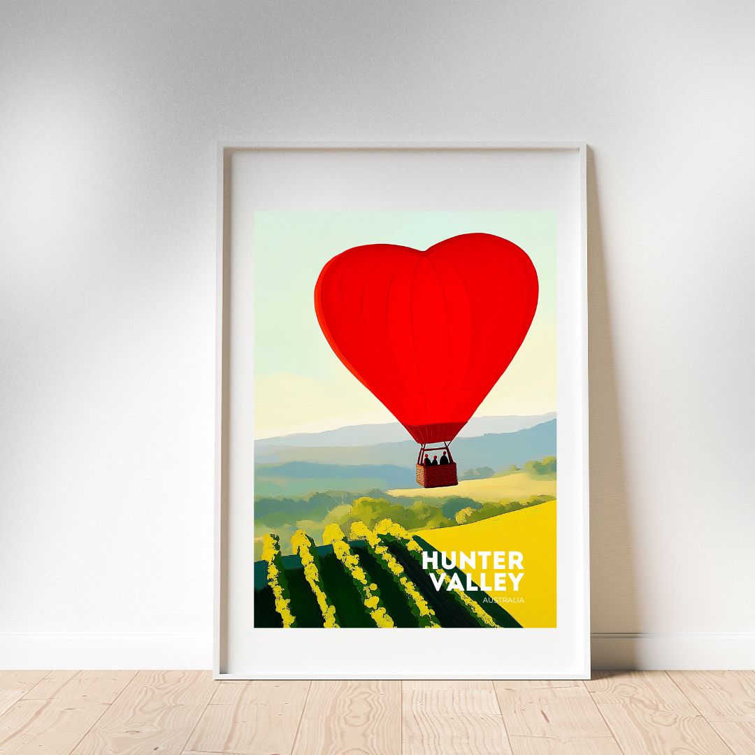 A3 Hunter Valley 'Heart Air Balloon' Poster