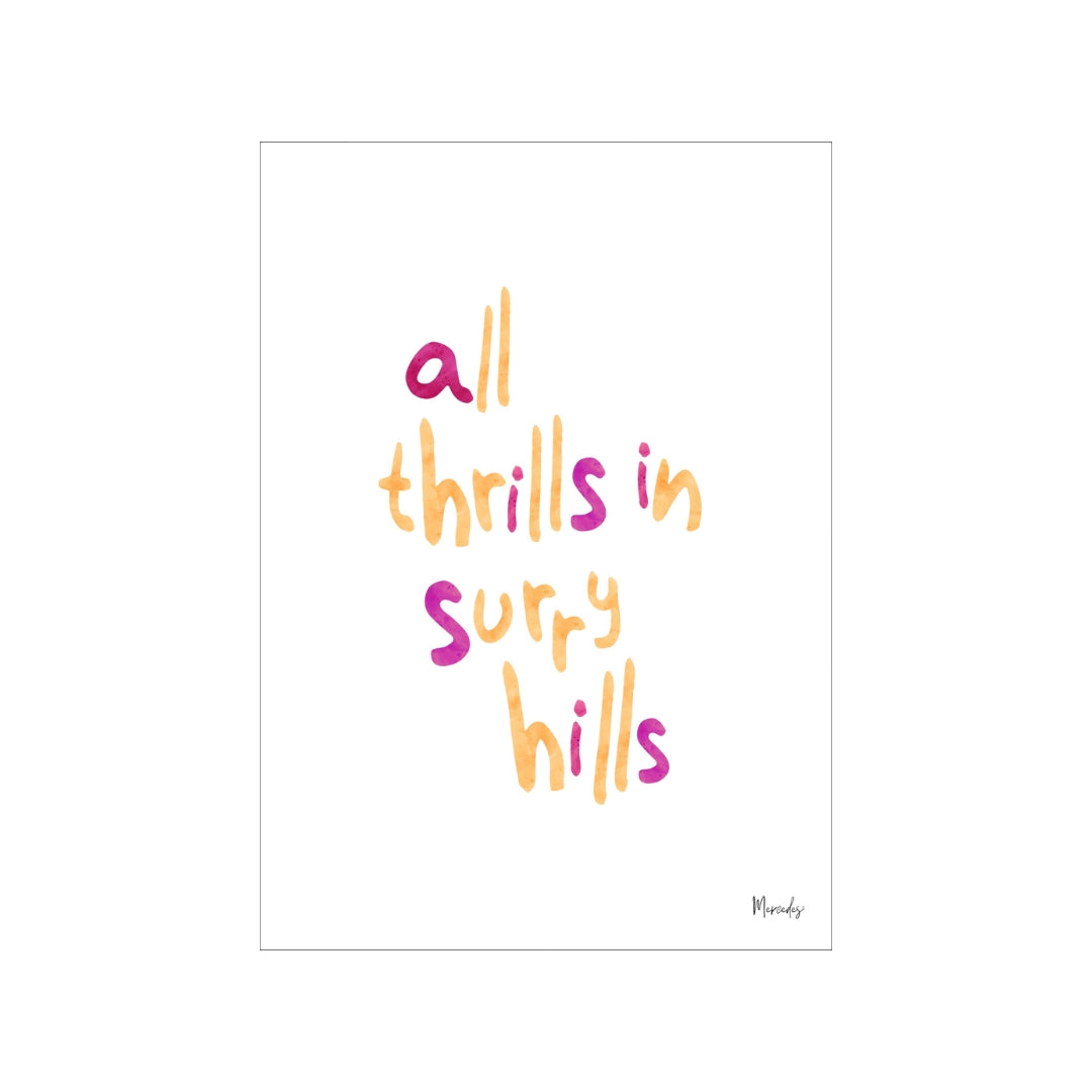 A3 Surry Hills Sydney Typography Poster