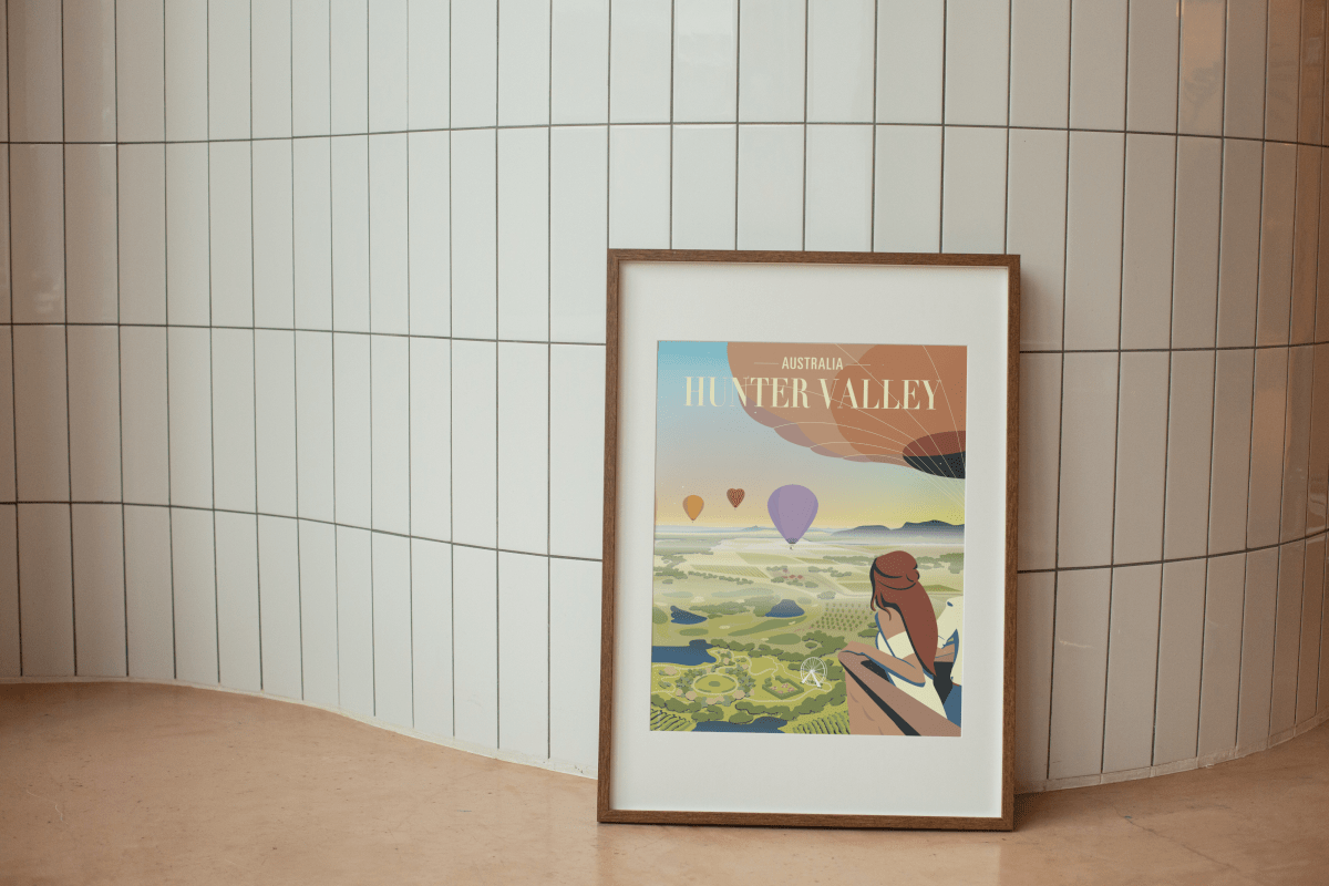 A3 Hunter Valley 'Balloon Sunrise' Poster