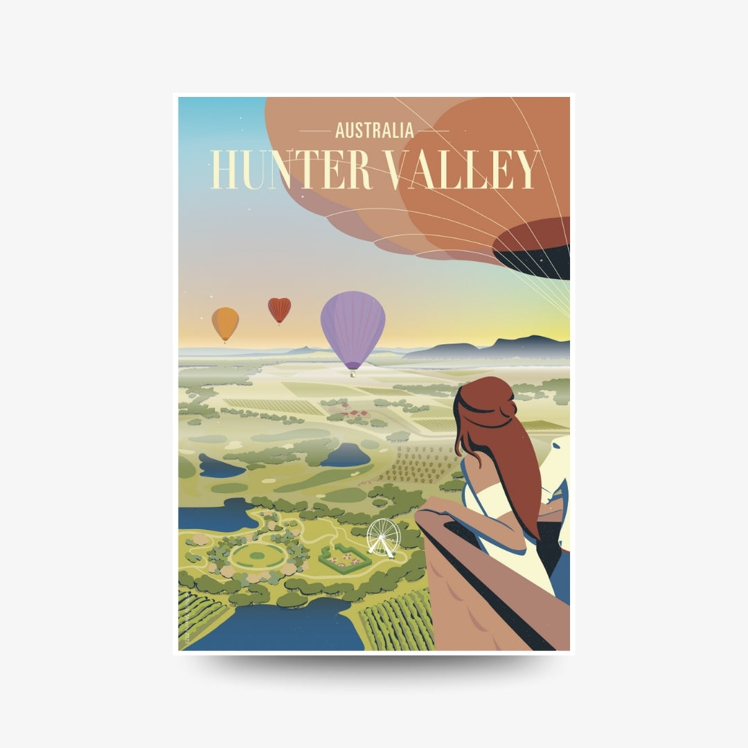 A3 Hunter Valley 'Balloon Sunrise' Poster