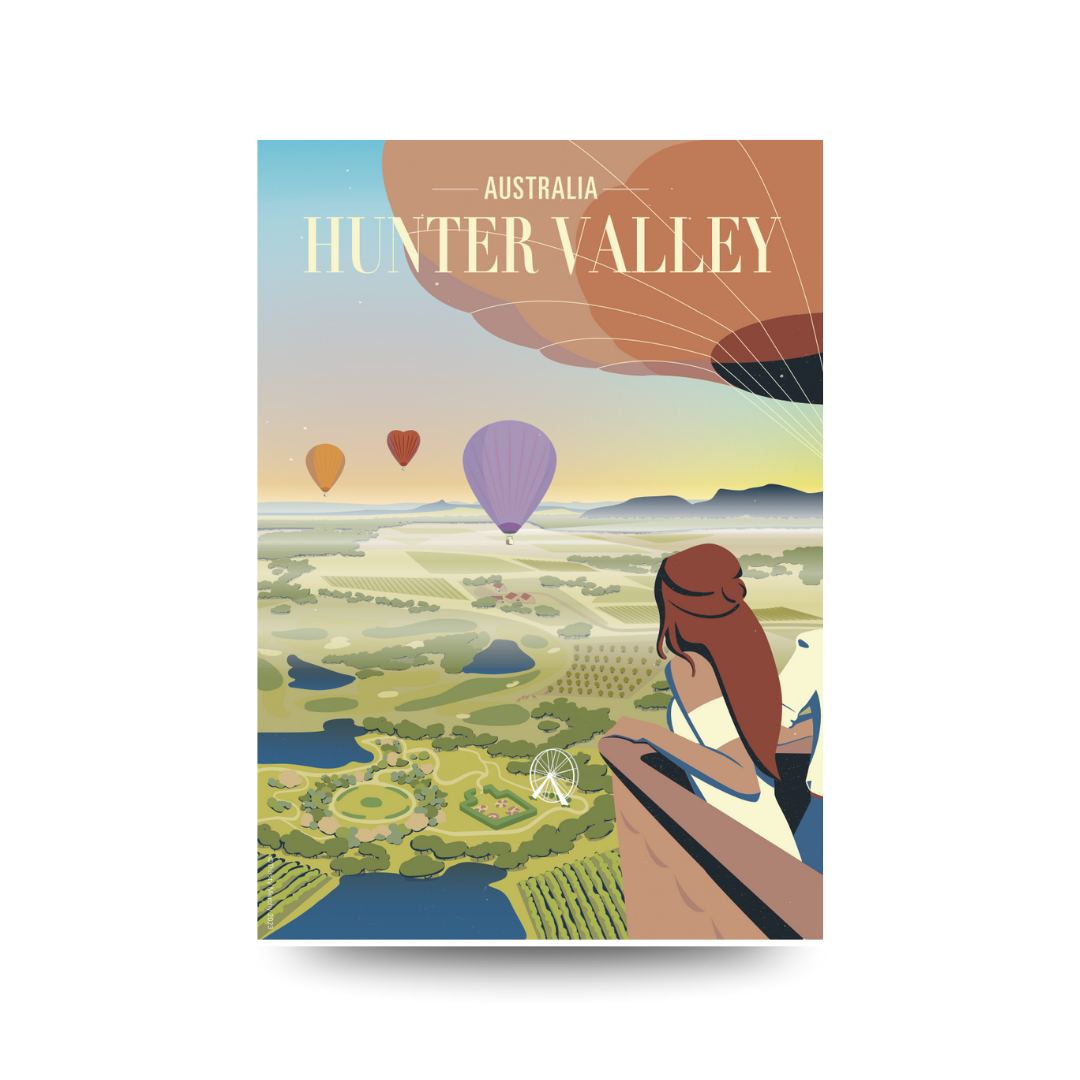 A3 Hunter Valley 'Balloon Sunrise' Poster