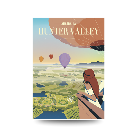 A3 Hunter Valley 'Balloon Sunrise' Poster