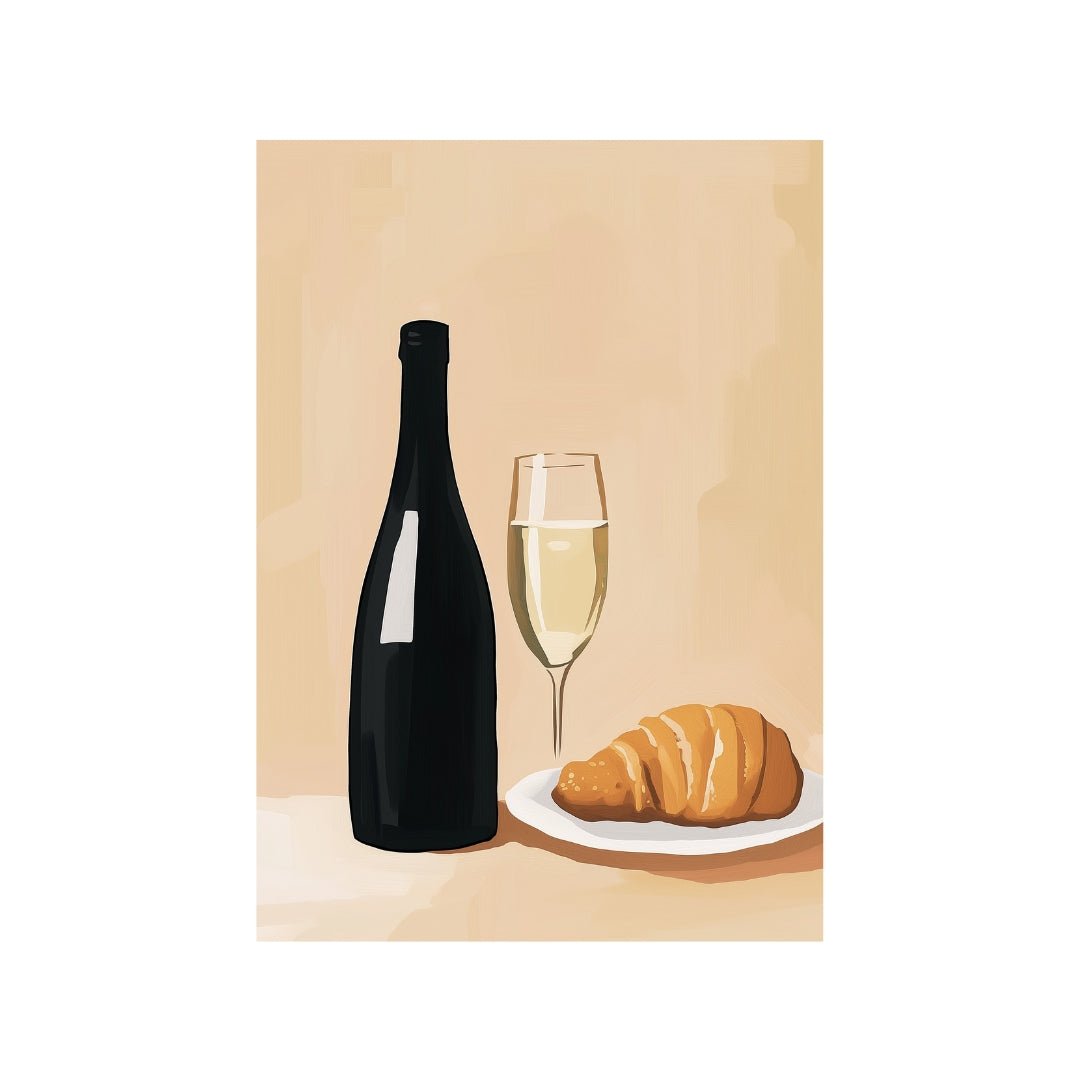 A3 Hunter Valley 'Champagne & Croissant' Poster