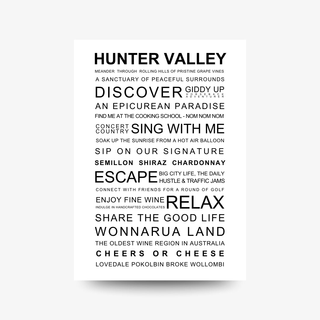 A3 Hunter Valley 'Experience' Poster
