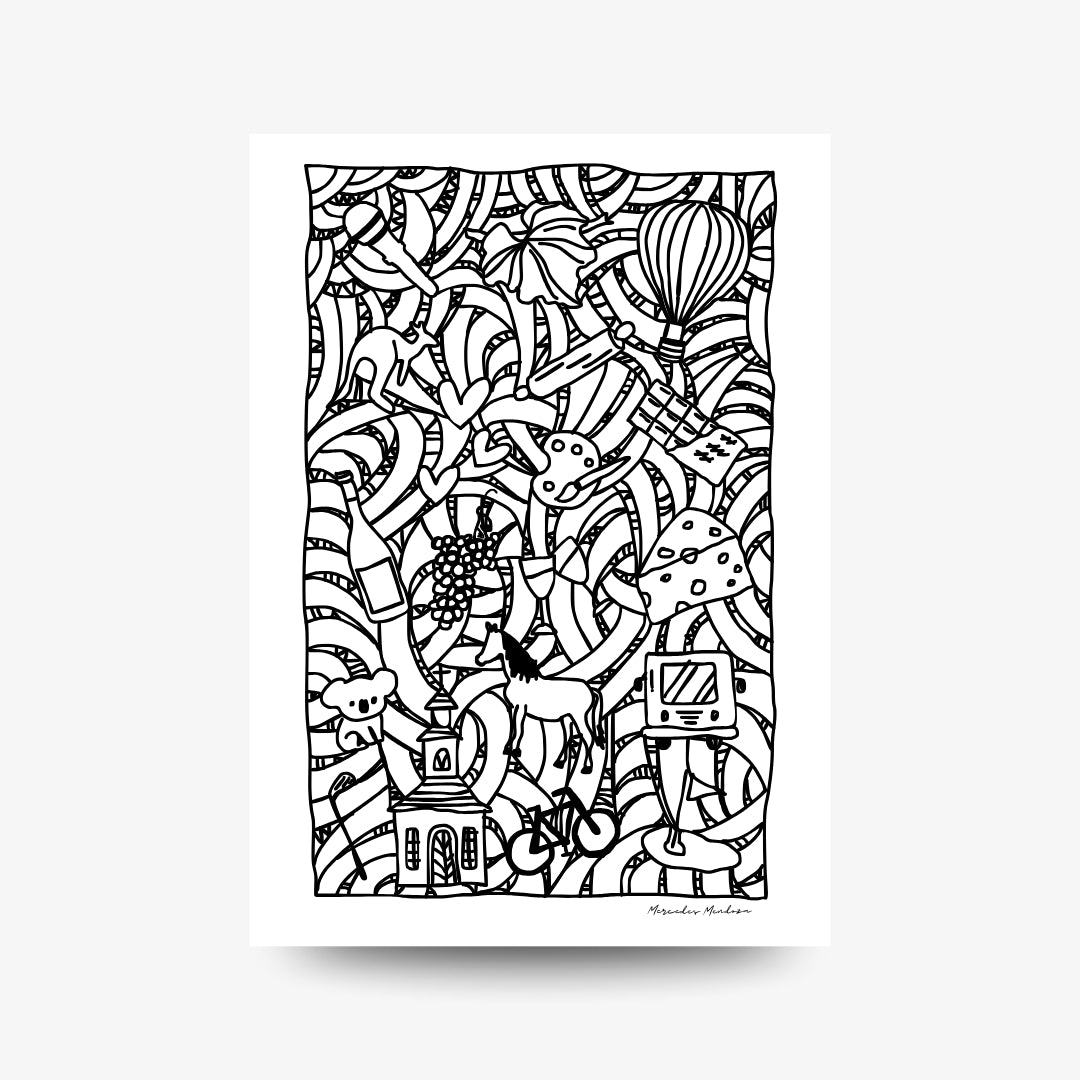 A3 Hunter Valley 'Doodle' Poster