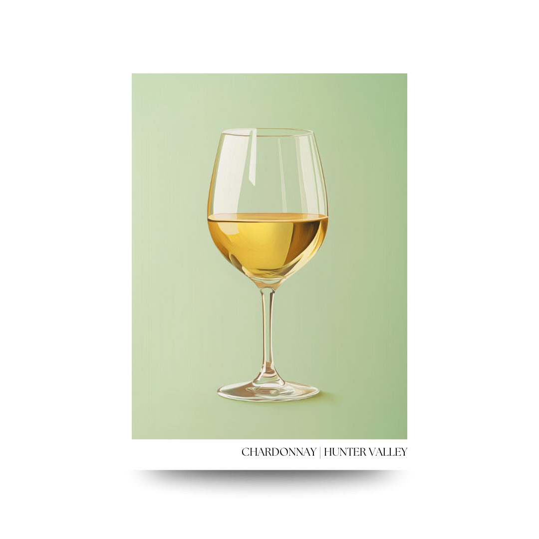 A3 Hunter Valley 'Chardonnay Glass' Poster