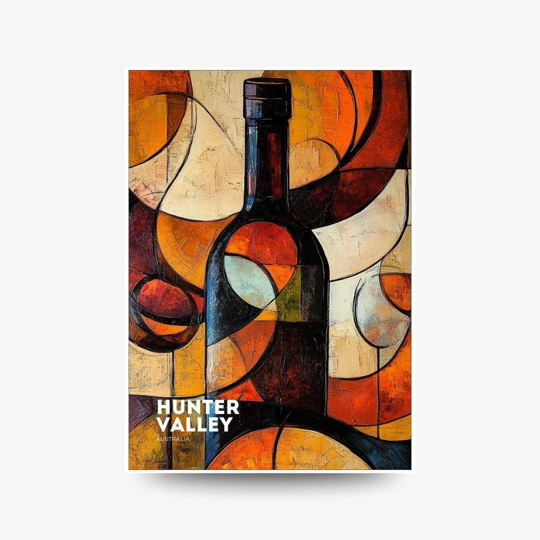 A3 Hunter Valley 'Abstract Wine Bottle' Poster