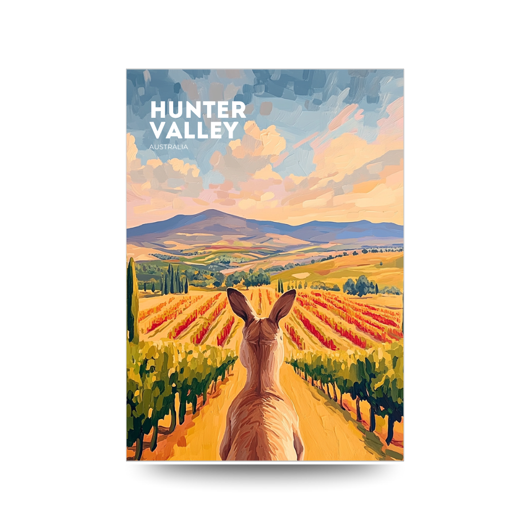 A3 Hunter Valley 'Vineyard Horizon' Poster