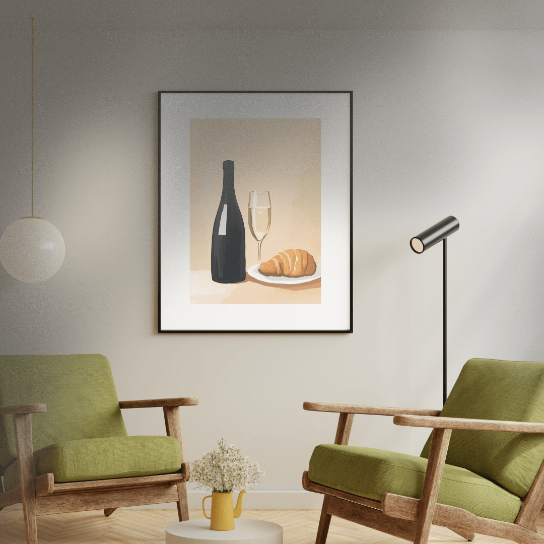 A3 Hunter Valley 'Champagne & Croissant' Poster