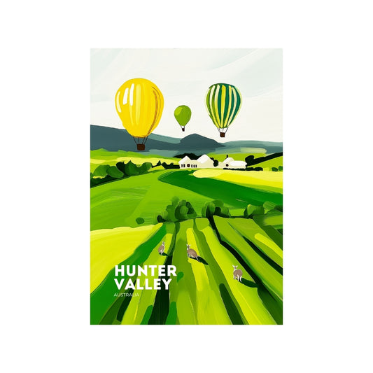 A3 Hunter Valley Balloons Over Vines Poster