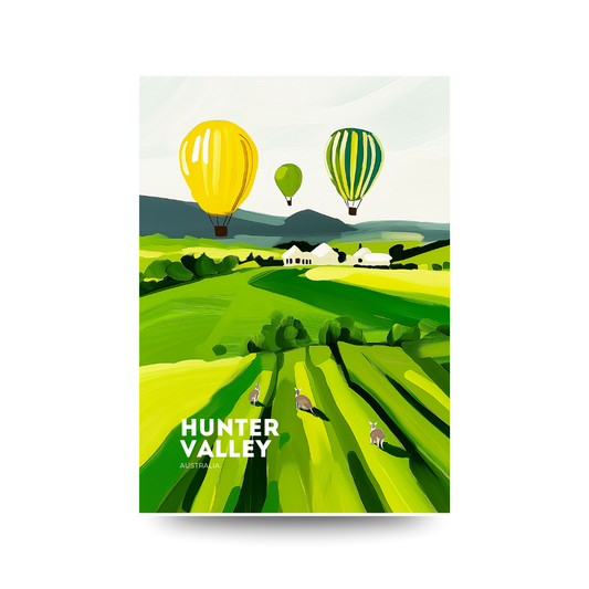 A3 Hunter Valley Balloons Over Vines Poster