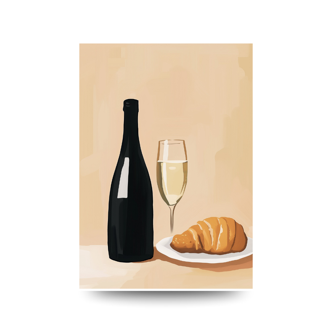 A3 Hunter Valley 'Champagne & Croissant' Poster