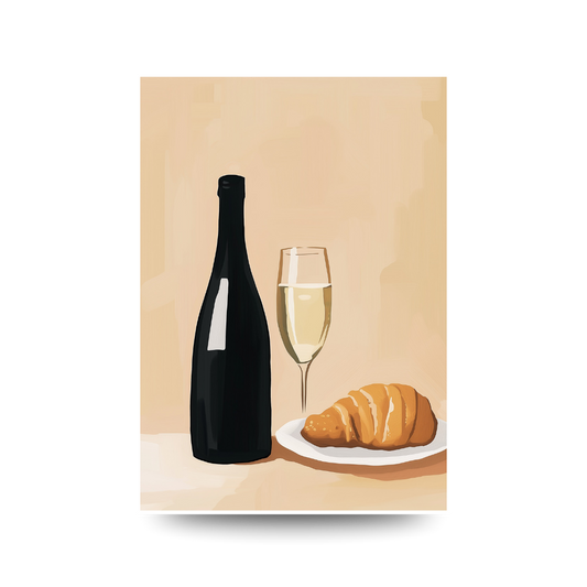 A3 Hunter Valley 'Champagne & Croissant' Poster