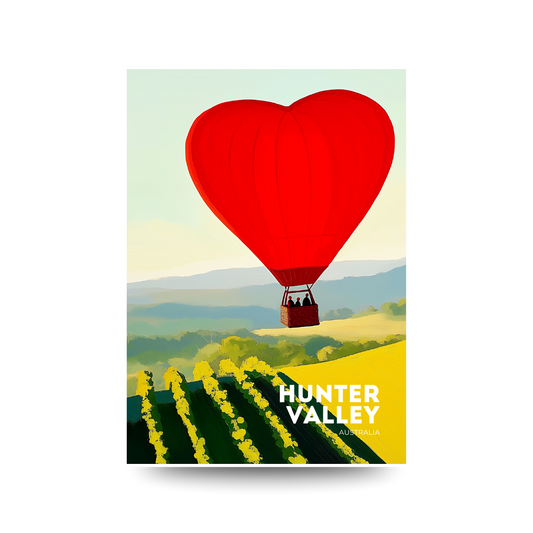 A3 Hunter Valley 'Heart Air Balloon' Poster