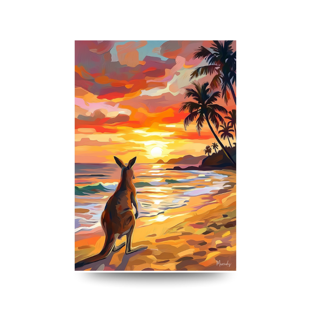 A3 Hunter Valley 'Kangaroo Beach Sunset' Poster