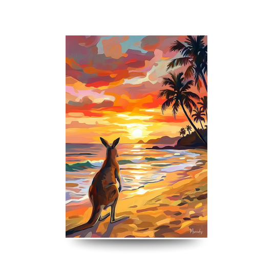 A3 Hunter Valley 'Kangaroo Beach Sunset' Poster