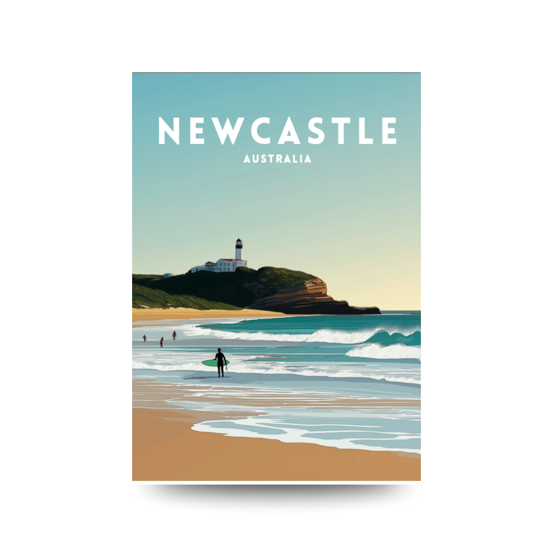 A3 Hunter Valley 'Nobbys Beach Newcastle' Poster