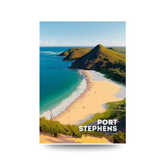 A3 Port Stephens Tomaree Beach View Poster