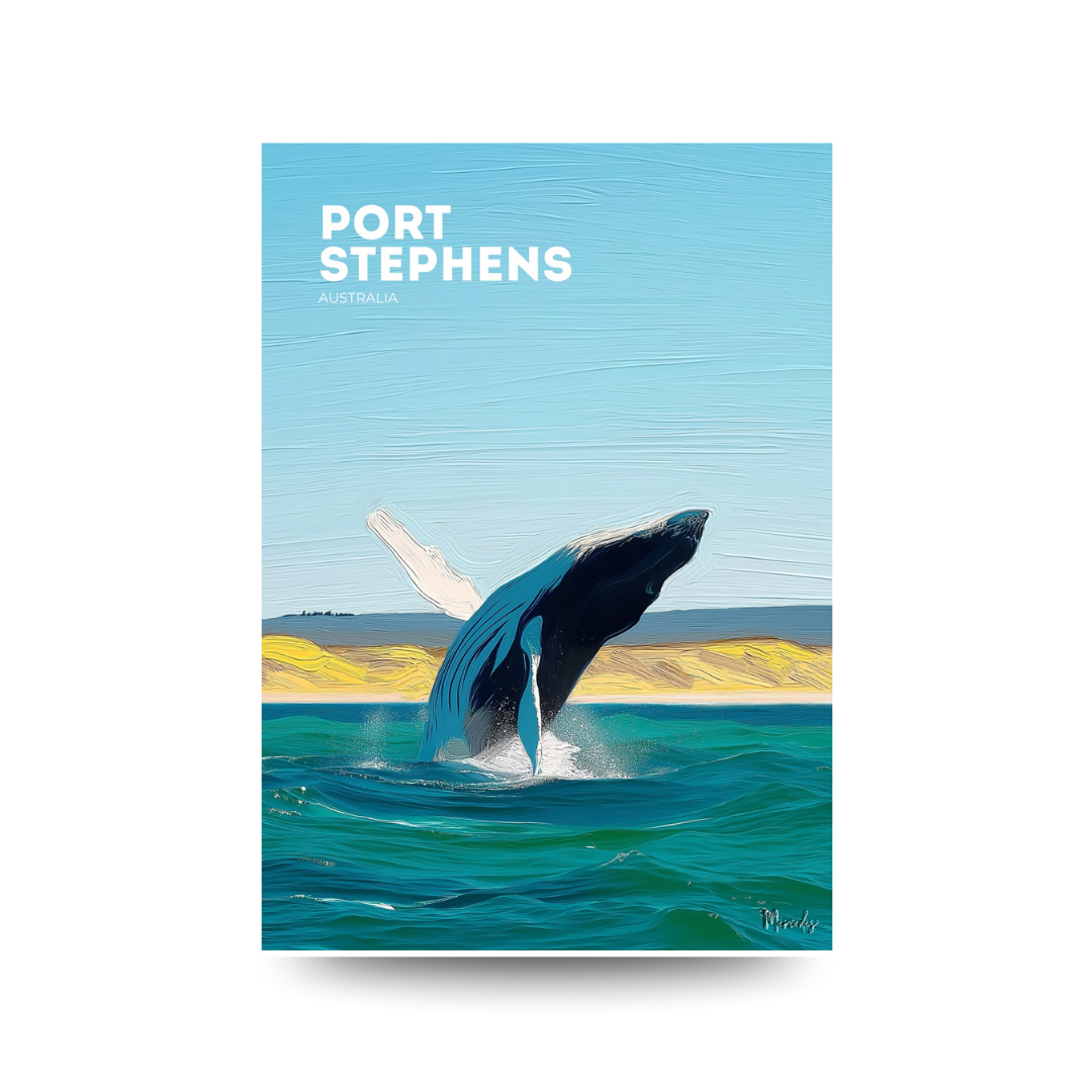 A3 Port Stephens Whale Breach Poster