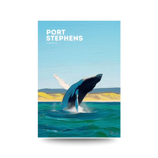 A3 Port Stephens Whale Breach Poster