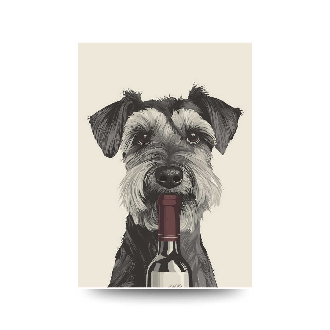 A3 Hunter Valley 'Schnauzer With Bottle' Poster