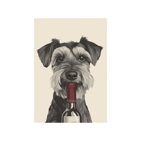 A3 Hunter Valley 'Schnauzer With Bottle' Poster
