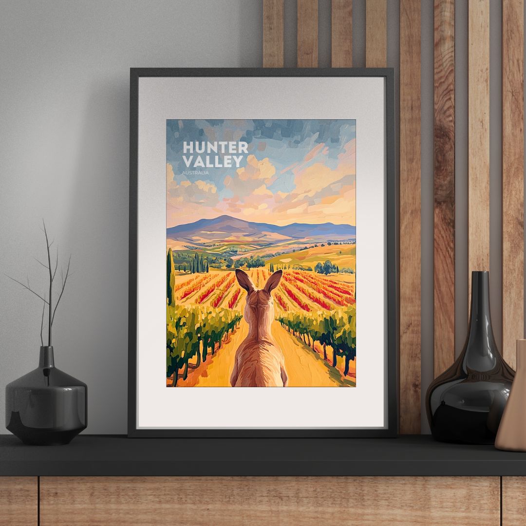 A3 Hunter Valley 'Vineyard Horizon' Poster