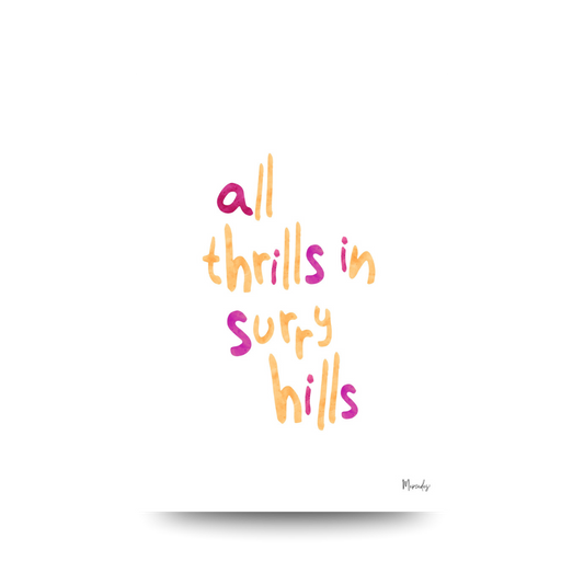 A3 Surry Hills Sydney Typography Poster