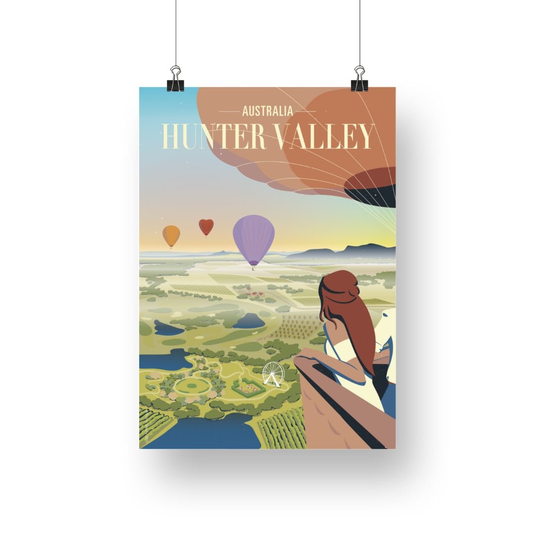 A3 Hunter Valley 'Balloon Sunrise' Poster